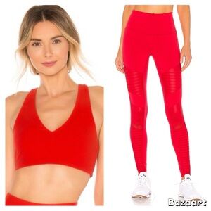 ALO YOGA ALOSOFT BASE BRA & MOTTO leggings SET SIZE:SMALL